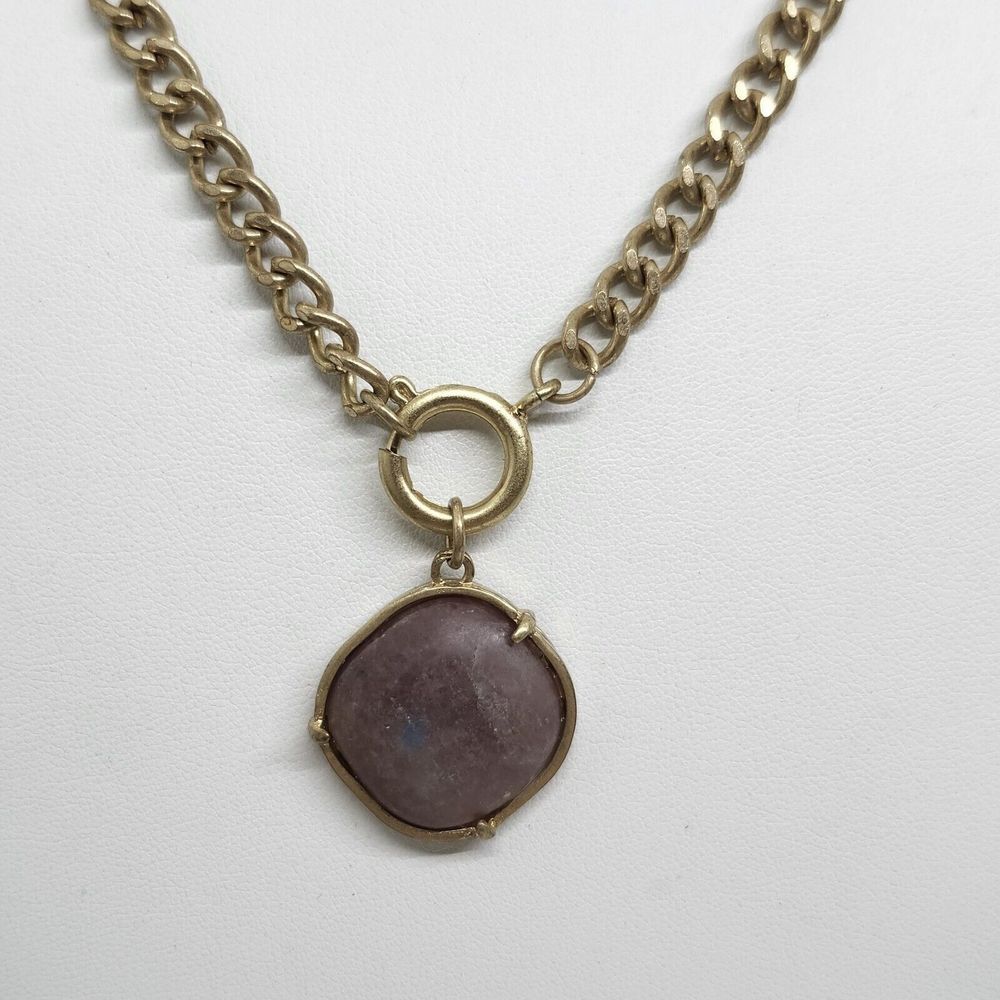Matte Gold Tone Stone Necklace